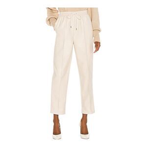 Jonathan Simkai Tay Vegan Leather Cropped Jogger In Ecru